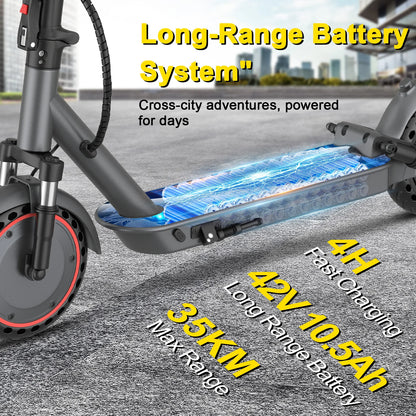 AOVOPRO LP10 500W Electric Scooter 42V 10.5Ah 35KM/H 35KM Long Range 10 Inch with Shock Absorption Smart Foldable EScooter.