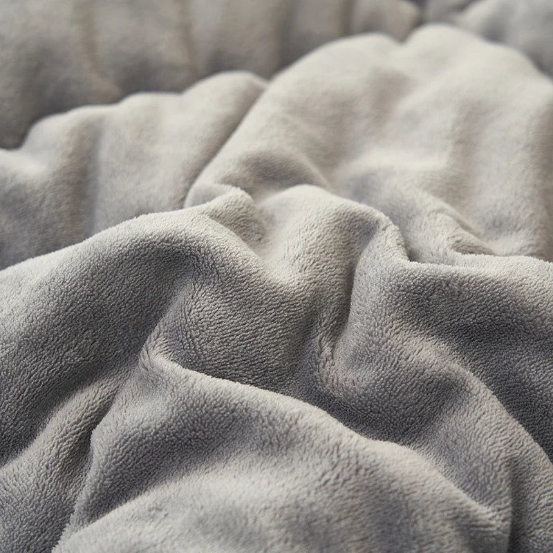 New Milk Velvet Soybean Comforter Grey Winter Keep Warm Duvet Solid Quilt Soft Fleece Thickened Blanket Drop Shippping Full