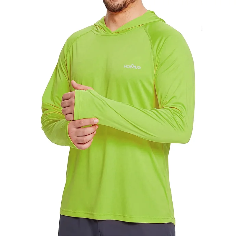 Men's UPF 50+ Sun Protection Hoodie T-Shirts Long Sleeve SPF/UV Quick Dry Lightweight Fishing Workout Thumbhole T-Shirt Male