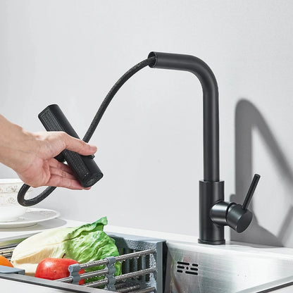 Brushed/Black Kitchen Faucet Pull Out Swivel Waterfall Sprayer Sink Mixer Faucet Brushed Nickel Faucet