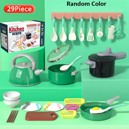Kids Kitchen Toy Accessories, Pretend Cooking Playset with Play Pots and Pans, Utensils Cookware Toys, Play Food Set, Toy Vegeta.