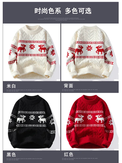 2024 Winter sweater new High End Luxury Cashmere Sweater Men Thick Warm Mens Sweaters With Deer Korean Harajuku Christmas Jumper.