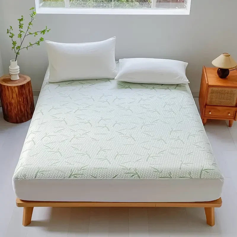 1pc Waterproof Bamboo Mattress Cover (Without Pillowcase), Cooling & Breathable Fitted Bed Sheet With 6-14inches Deep Pocket.