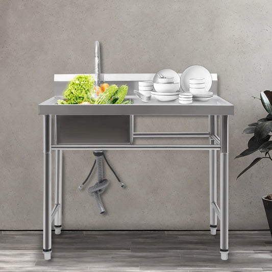 [Edelstahlspüle] 201 Edelstahlspüle – 100 x 60 x 93 cm – für gewerbliche Räumlichkeiten – tiefes Becken