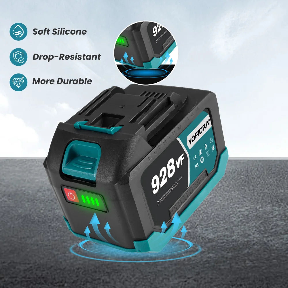 YOFIDRA 388VF 928VF wiederaufladbarer Lithium-Akku, 22500 mAh, 15000 mAh, Li-Ionen-Akku für elektrische Kettensäge, Bohrschlüssel, Elektrowerkzeug