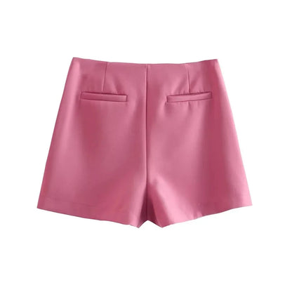 Women Fashion Pareo Style Shorts Skirts Vintage High Waist Side Zipper Female Skort Mujer.