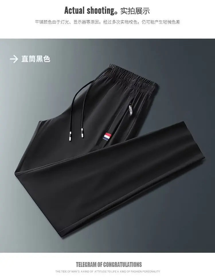 Straight-leg Casual Pants For Men Ice Silk Sports Trousers Youth Fashion Summer 2024 New Arrival Comfortable Loose Fit.