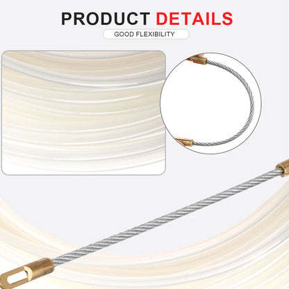 4mm 25/30 Meter Fiberglass Wire Cable Puller Fish Tape Reel Nylon Conduit Ducting Rodder Pulling Guide Device Wire Cable Tool.