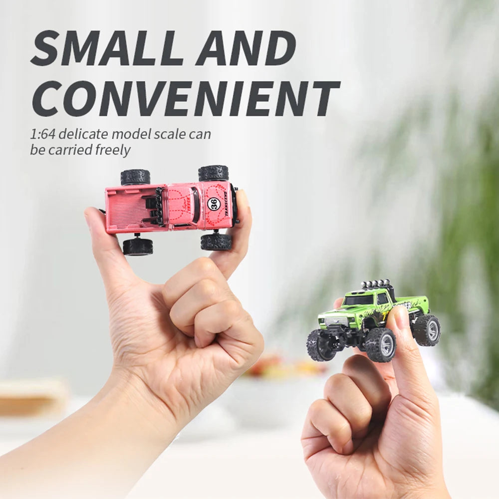 RC 1/64 Speed Mini Off-Road Climbing Car Alloy Cool Appearance Light Shock Absorption With LED Light Toy For Children's Gift.