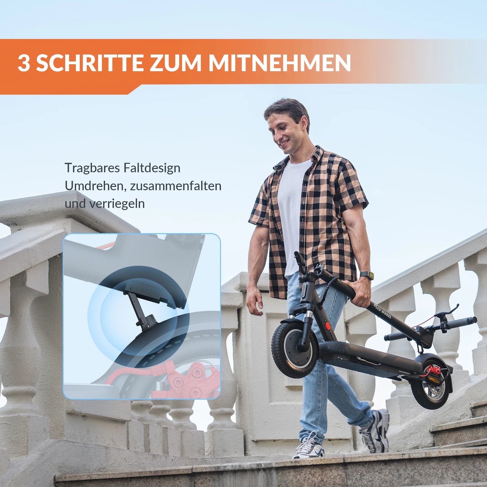 5TH WHEEL ES14 （ABE)Adult E-Scooter 400W Motor 48V 7.5AH Battery City Electric Scooter 10" Solid Tires Foldable EScooter.