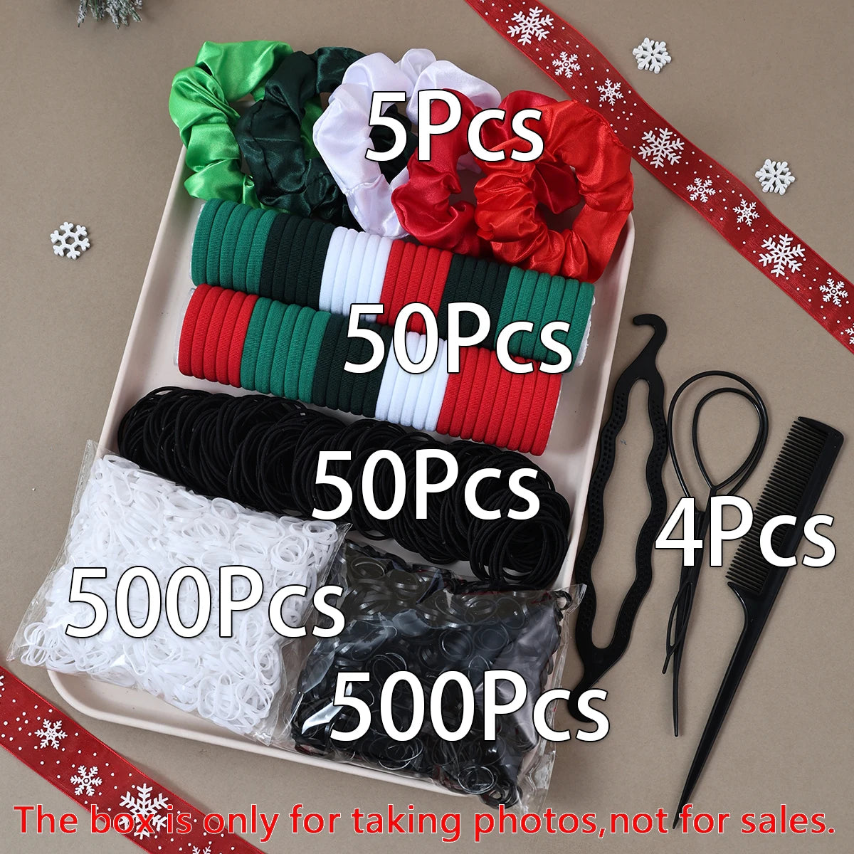 1109pcs Women Dark Hair Accessories Set Elastic Seamless Ponytail Scrunchies Small Rubber Bands Fashion Hair Ties Headbands.