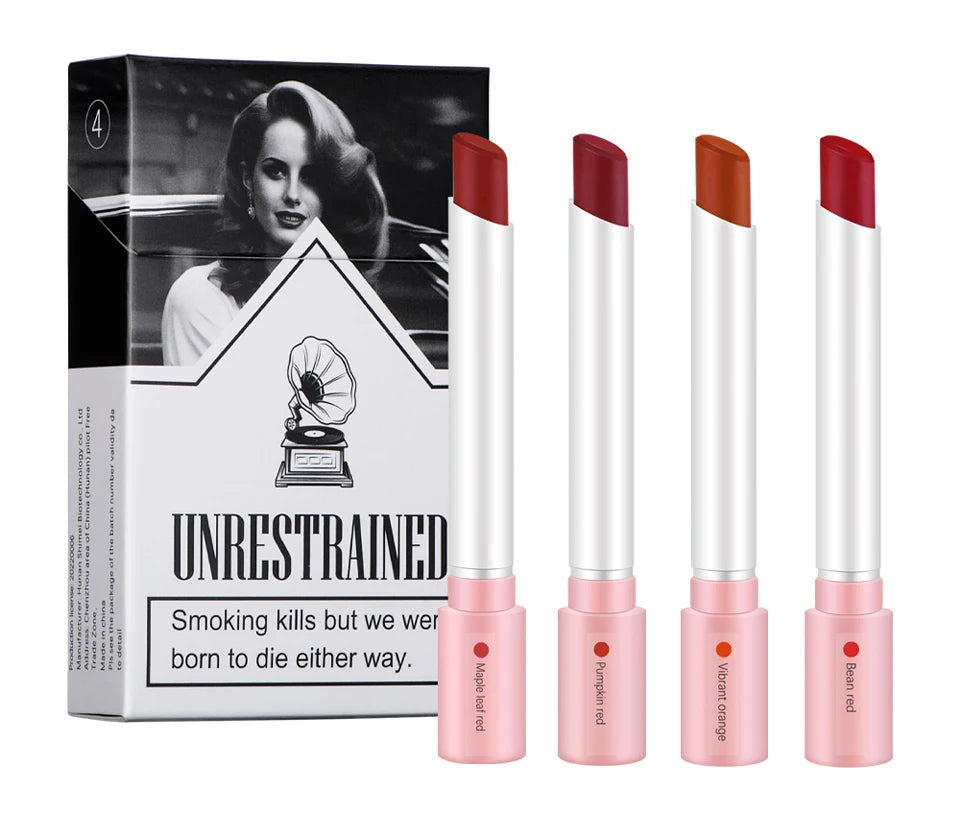 4 Colors Makeup Lipstick Cosmetics Lipstick Set Lip Tint Lip Gloss Waterproof Maquillaje Matte Long Lasting Make Up Pomade Kits.