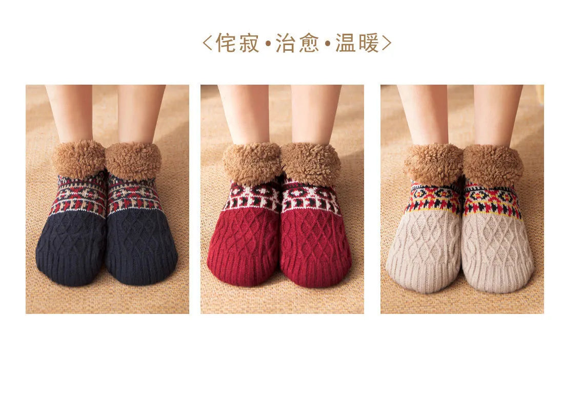 Super Warm Winter Non-slip Floor Socks Women Men Snow Socks Sleep Carpet Socks Slippers Socks Women Velvet Boot Unsiex Home Wear.