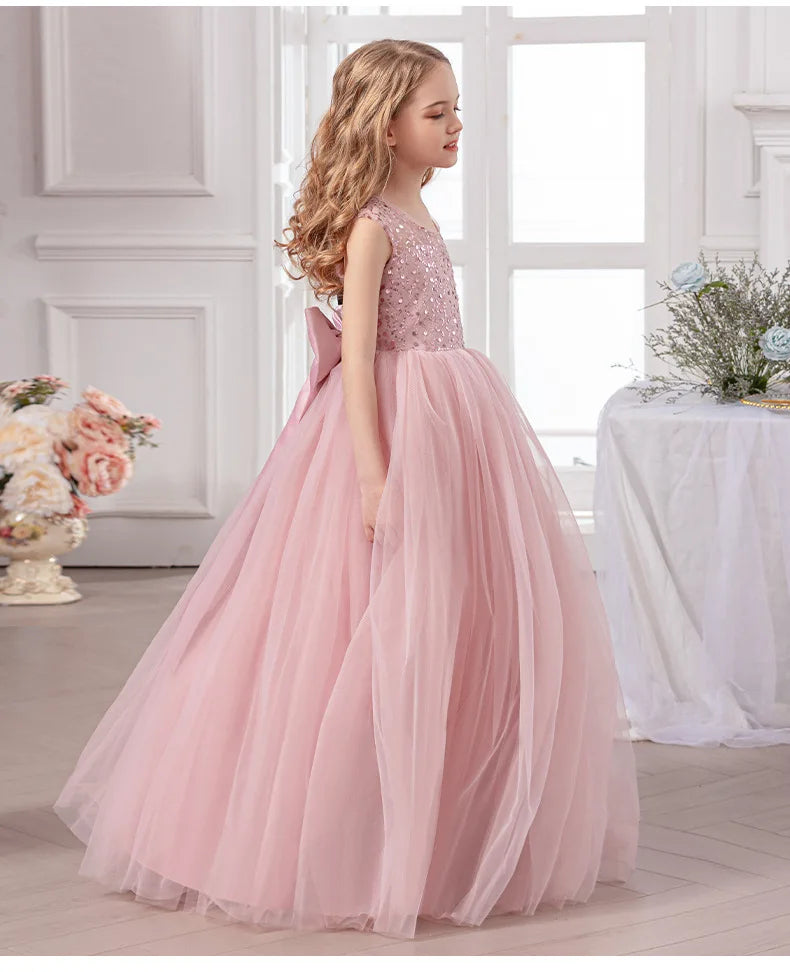 Brautjungfer Hochzeitskleid Blumenmädchen Prinzessin Kleid Elegante Mädchen Partykleider Klavier Performance Kleid Kinder Ballkleid.