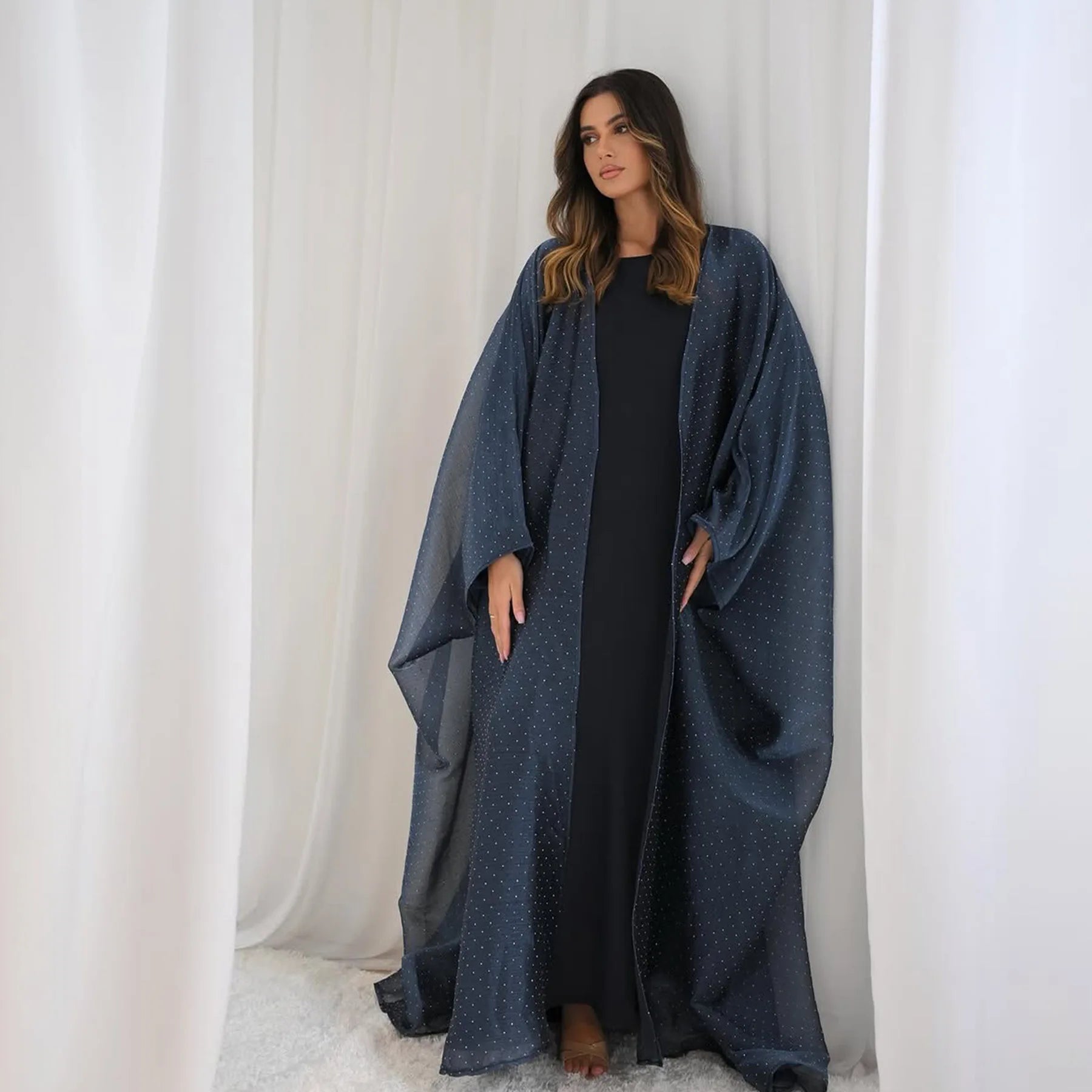 Middle Eastern Islamic Three-Piece Clothing for Women Ramadan Muslim Modest Abaya Dress with Hijab 2025 New Turkey Kaftan Robe.