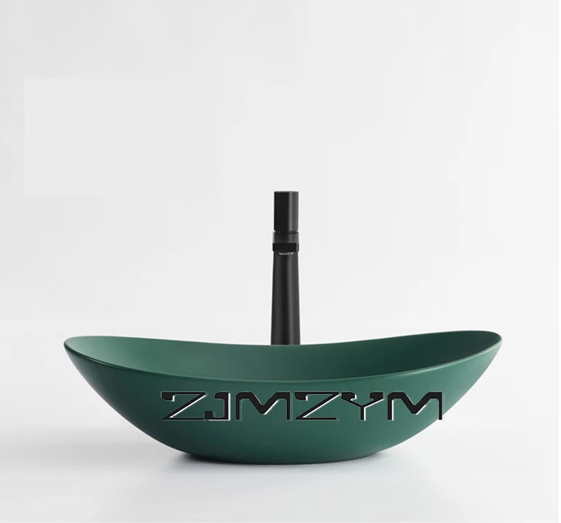 Nordic Keramik Gefäß Waschbecken Eitelkeit Schüssel Oval Badezimmer Tisch Waschbecken Toilette Balkon Kunst Becken Über Theke Sockel Waschbecken