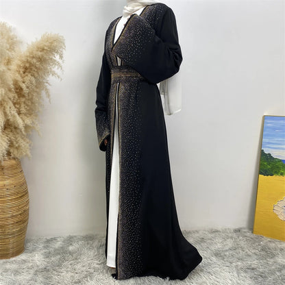 Ramadan Eid Dubai Open Black Muslim Kimono Abaya Damen Turkey Islam Abayas For Women Dress Kebaya Robe Femme Musulmane Kaftan.