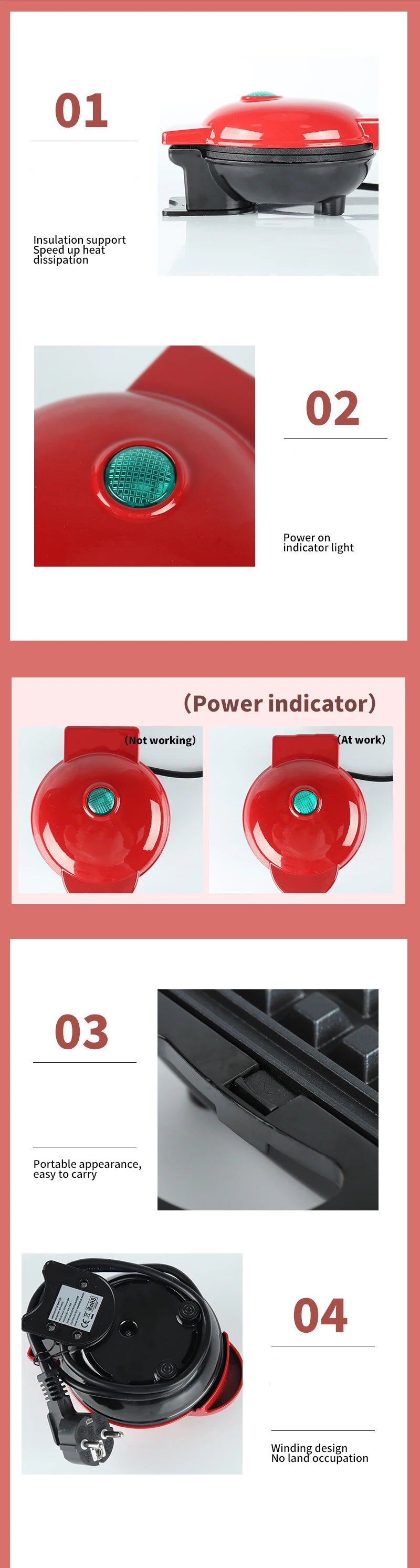 Eggette Machine Pan Breakfast Waffle Molds Mini Waffle Pot Egg Cake Oven Mini Electric Waffles Maker Bubble Egg Cake Oven.