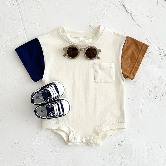 Sommer Baby kleidung Stram pler kurz ärmel ige Dreieck Bodysuit Baumwolle Kinder kleidung Neugeborene Jungen Mädchen Tasche Overall 0-18m.