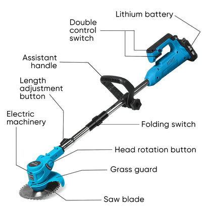 800 W elektrischer Rasenmäher, kabelloser Rasentrimmer, Gartenrasentrimmer, Rasentrimmer, Cutter, Elektrowerkzeuge für Makita-Akku