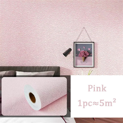 10 m 3D verdickte selbstklebende Tapete Leinen schlicht Kieselalgen Schlamm Wandaufkleber Farbe Dekor Renovierung Antikollision Home Decor