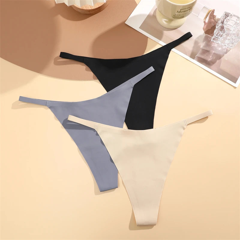 4PcsSet Seamless Ultra-thin Underwear Women Sexy Thin Belt Panties Female High Stretch Thongs Girls Breathable G-String Lingerie.