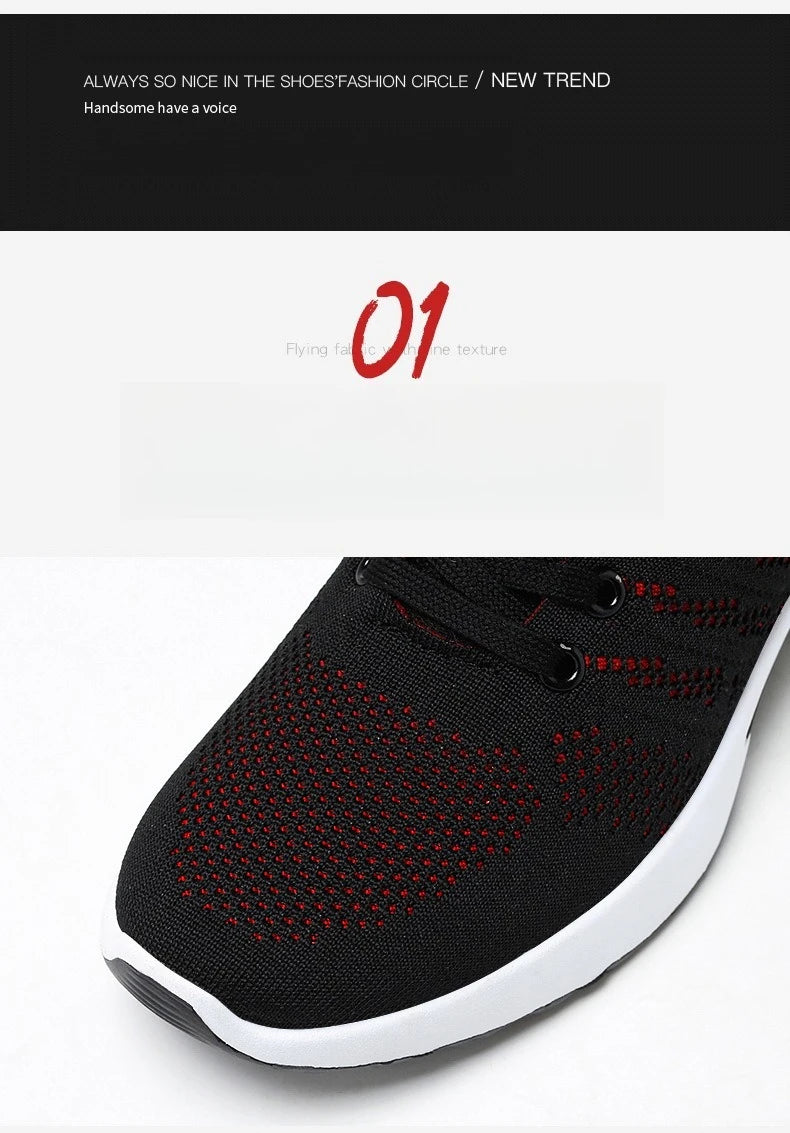 2025 New Men Sneakers Breathable Lace-Up Running Shoes Men Outdoor Walking Shoe Mesh Flying Woven Anti Slip Sports Shoes for Men.