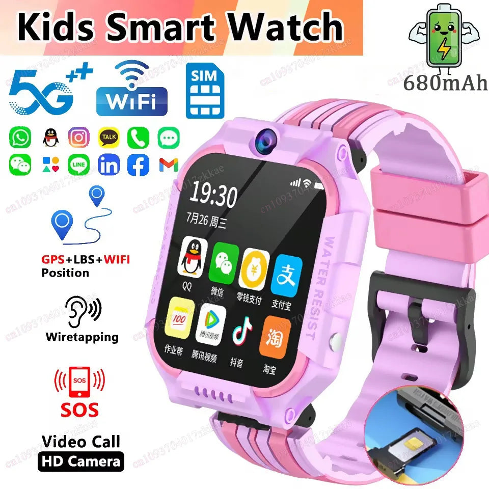 New Kids 5G Smart Watch SOS GPS+BDS/GLONASS Location Phone Call Camera Child Smartwatch 1.83 Inch WIFI Waterproof For Watch Gift.