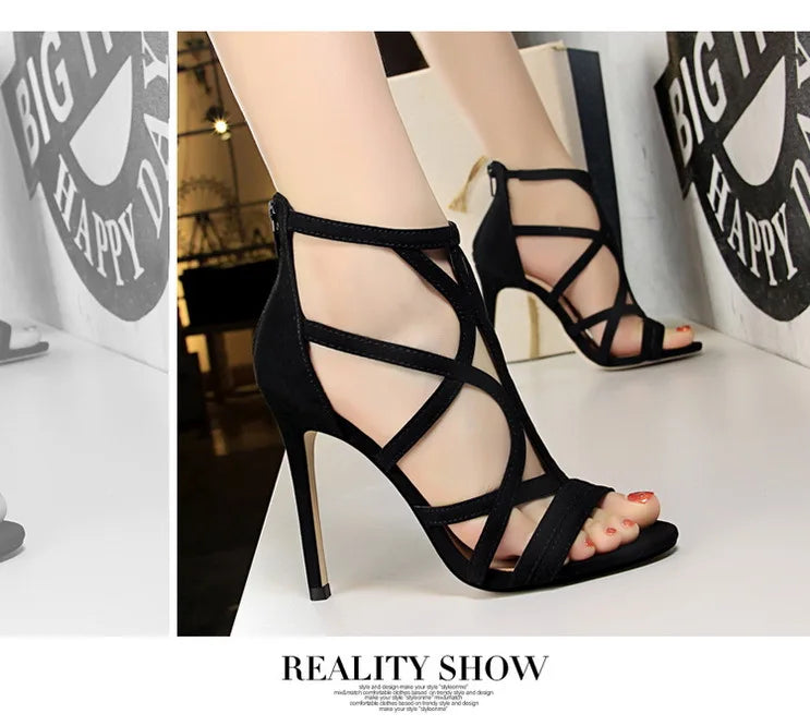 BIGTREE Shoes Roman Style High Heels Woman Pumps Stiletto Heels 11 Cm Women Heels Sexy Party Shoes Hollow Out Women Sandals 2025.