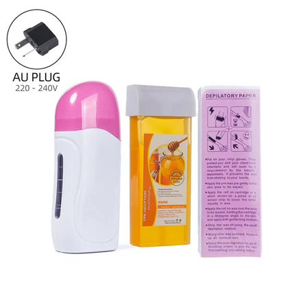 Honey Epilatory Waxing Kit Depilatory Roll on Wax Heater Machine with Refillable Wax Cream&100PCS Waxing Papers For Hair Removal.