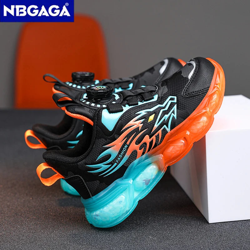 New Anti-skid Leather Kids Sneakers for Boys Running  Walking Lightweight Casual Shoes With Fashion Dragon Pattern Size 28-39.