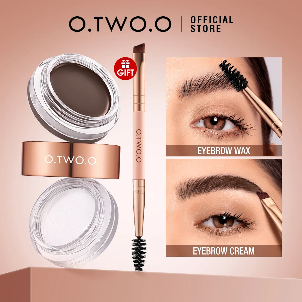 O.TWO.O Eyebrow Pomade Brow Gel Wax 2 IN 1 Waterproof Long Lasting Creamy Texture Eye Brow Tint Enhancers Cosmetics Makeup.