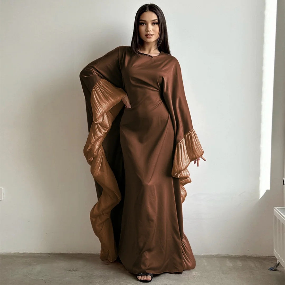 Ramadan Eid Kebaya Muslim Batwing Abaya Damen Dubai Luxury Abayas For Women Kaftan Satin Dress Islam Caftan Marocain Robe Femme.
