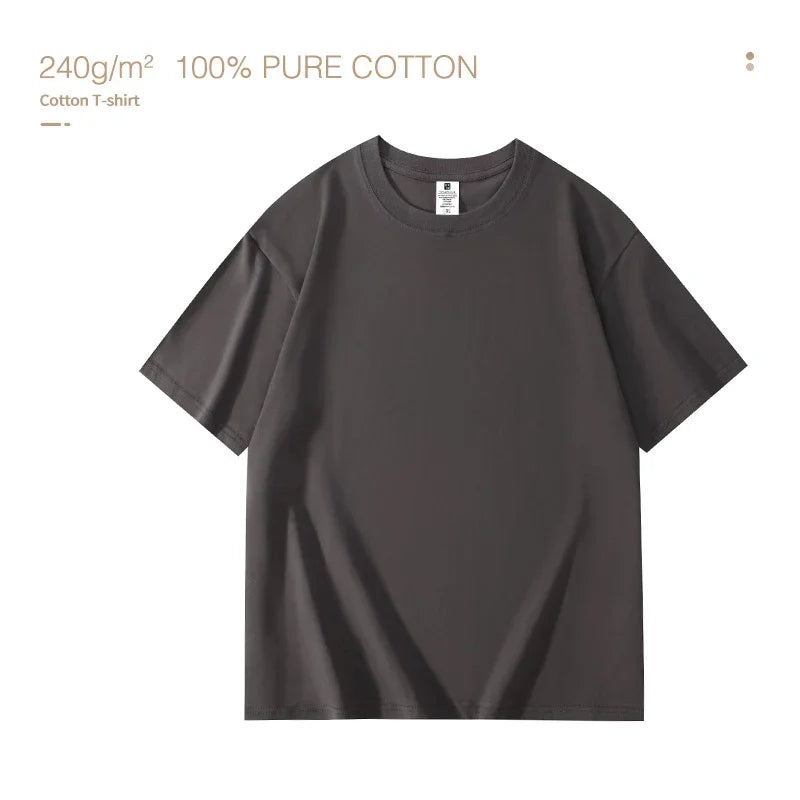 100% pure cotton summer high-end brand men's short sleeve round neck fashionable style half sleeved top breathable T-shirt