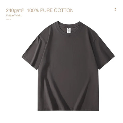 100% pure cotton summer high-end brand men's short sleeve round neck fashionable style half sleeved top breathable T-shirt