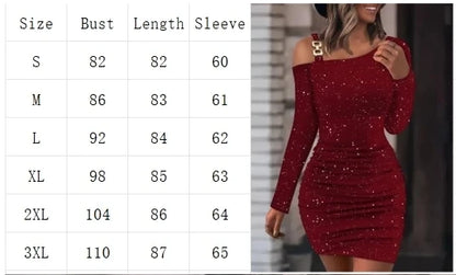 Party Shiny Slim Kleid Damen Langarm Diagonal Kragen Minikleider Elegante Herbst Sexy Kleider.