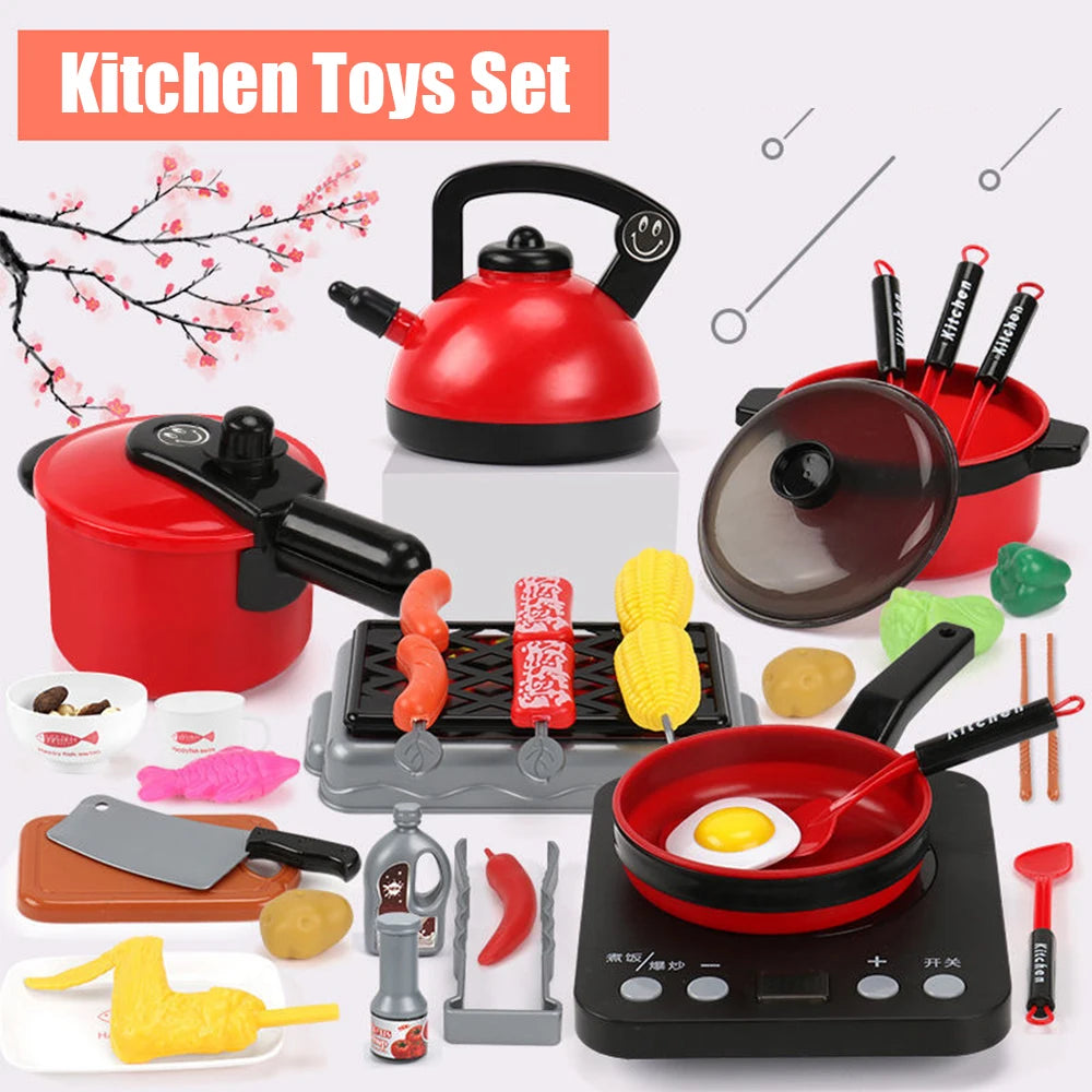 Kitchen Toys Set For Kid Girl Cooking Toy Baby Cutting Fruit Cooking Kitchen Utensils Children Simulation Education Pretend Play.