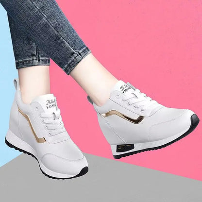 Hot Sale Hidden Heel Women's Shoes Casual Fashion High Quality 2025 New Leather Korean Version Thick Bottom Women Sports Shoes.