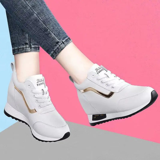Hot Sale Hidden Heel Women's Shoes Casual Fashion High Quality 2025 New Leather Korean Version Thick Bottom Women Sports Shoes.