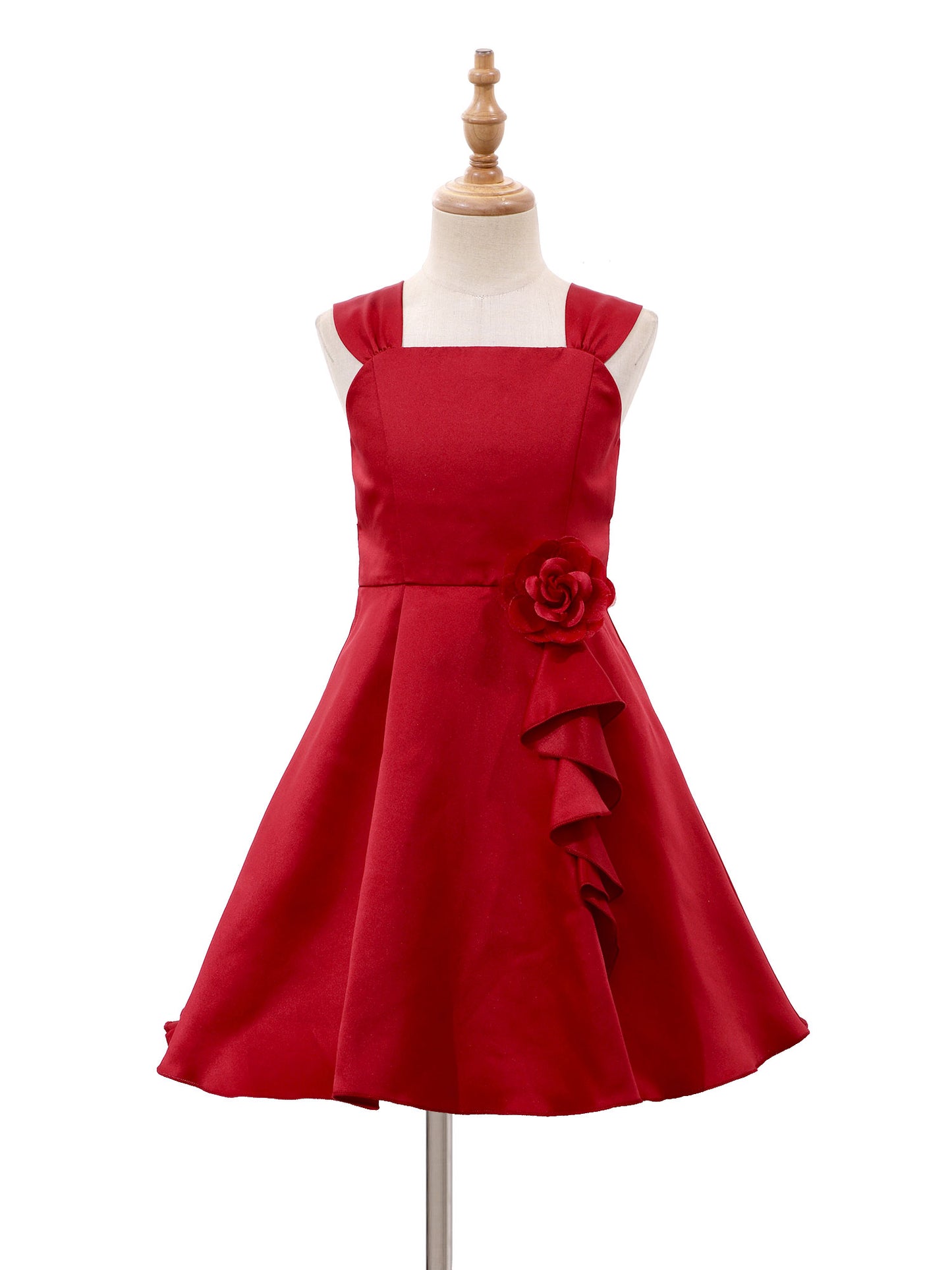 Mädchen Sommer ärmelloses Prinzessinnenkleid Elegantes Satin Hochzeit Brautjungfer Partykleid Große Schleife A-Linie Tutu für Geburtstagsabend