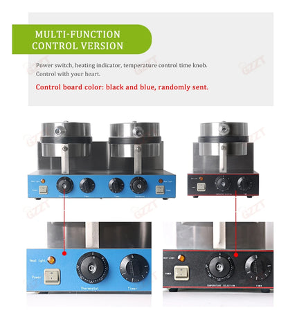 GZZT Commercial Double Head Waffle Maker 4-Piece Non-stick 2000W Adjustable Temperature 50-300℃ High-Efficiency Snack Machine.