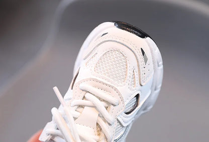 Spring and Autumn Children Sports Shoes Unisex Kids Sneakers Mesh Upper Breathable Basketball Shoes Tennis Casual Flats Footwear.