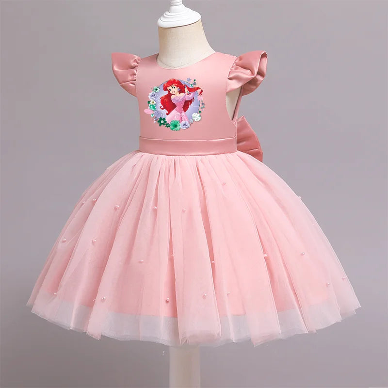 Die kleine Meerjungfrau elegante Prinzessin Spitze Kleid Kinder kleider für Mädchen Vintage Kinder Geburtstags feier Kleider Weihnachts kleidung