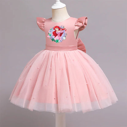 Die kleine Meerjungfrau elegante Prinzessin Spitze Kleid Kinder kleider für Mädchen Vintage Kinder Geburtstags feier Kleider Weihnachts kleidung