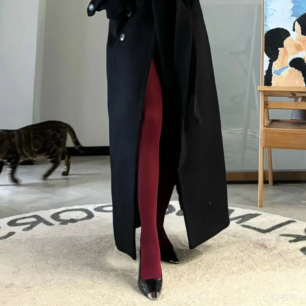 1/2Pcs Sexy Wine Red Stocking Women Girl Burgundy Thin Thick Elastic Tight Vintage Anti-Hooker Comfortable Pantyhose Accessory