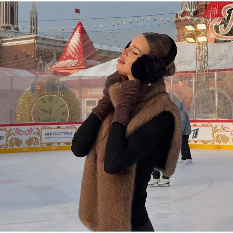 Schwarz Luxus Faux Pelzmantel Frauen Mode Oansatz Langarm Flauschigen Lose Jacke 2025, Winter Dame Verdicken Warme Straße Outwear