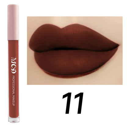 1PC Dark Brown Matte Velvet Lip Gloss Waterproof Liquid Lipstick Nude Brown Lips Korean Makeup for Lip Tint Lip Glaze Cosmetics.