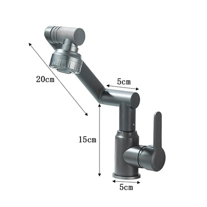 Basin Faucet 360° Rotate Bathroom Sink Mixer Cold Hot Tap Height Adjusted Multi Function Nozzle