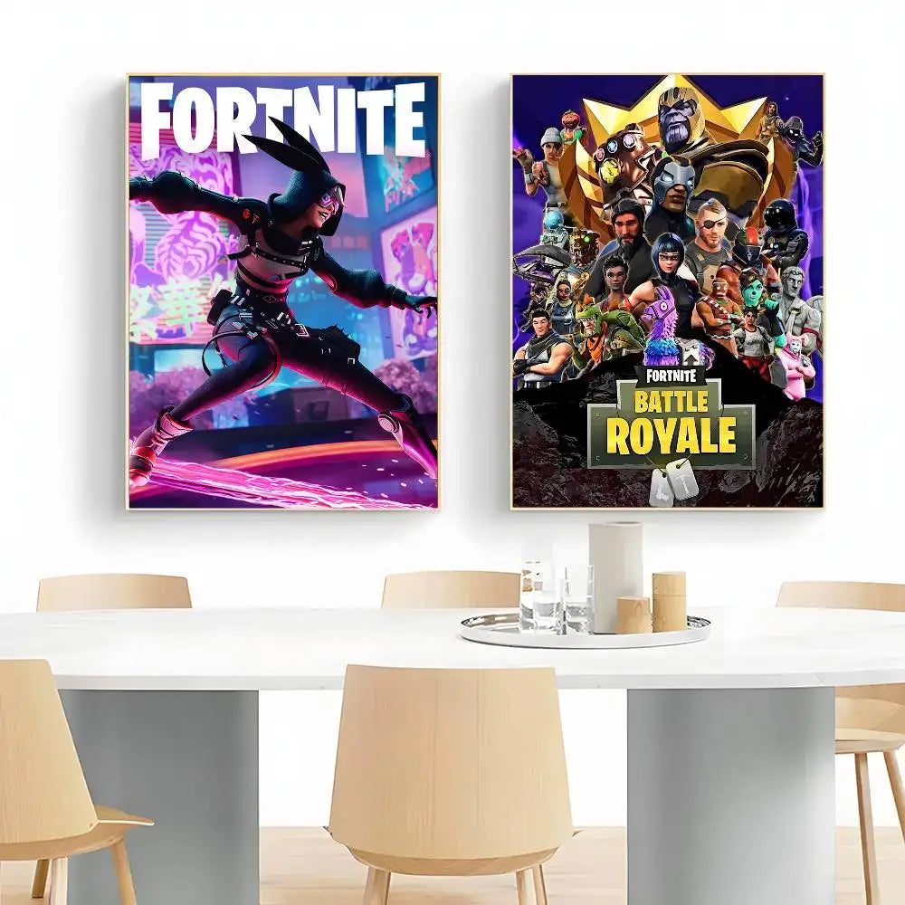 1pc F-Fortnites Poster HD art sticky wall waterproof home living room bedroom bar aesthetic decoration.