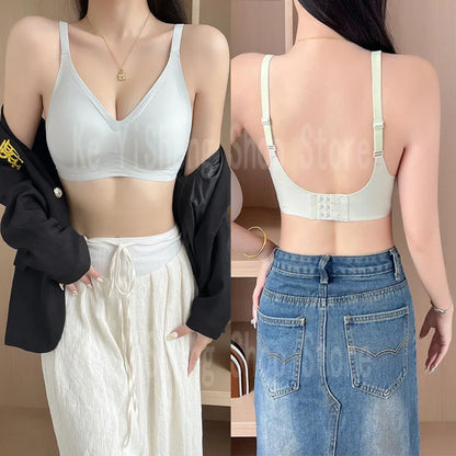 Small breast seamless bra Women's small breast push-up comfortable non-underwire soft support closed breast bra.